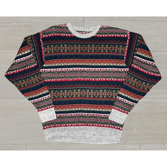 Preswick & Moore Other - Vtg 90s Preswick Moore Wool Crew Neck  Sweater Pullover Mens LG Geometric Cosby